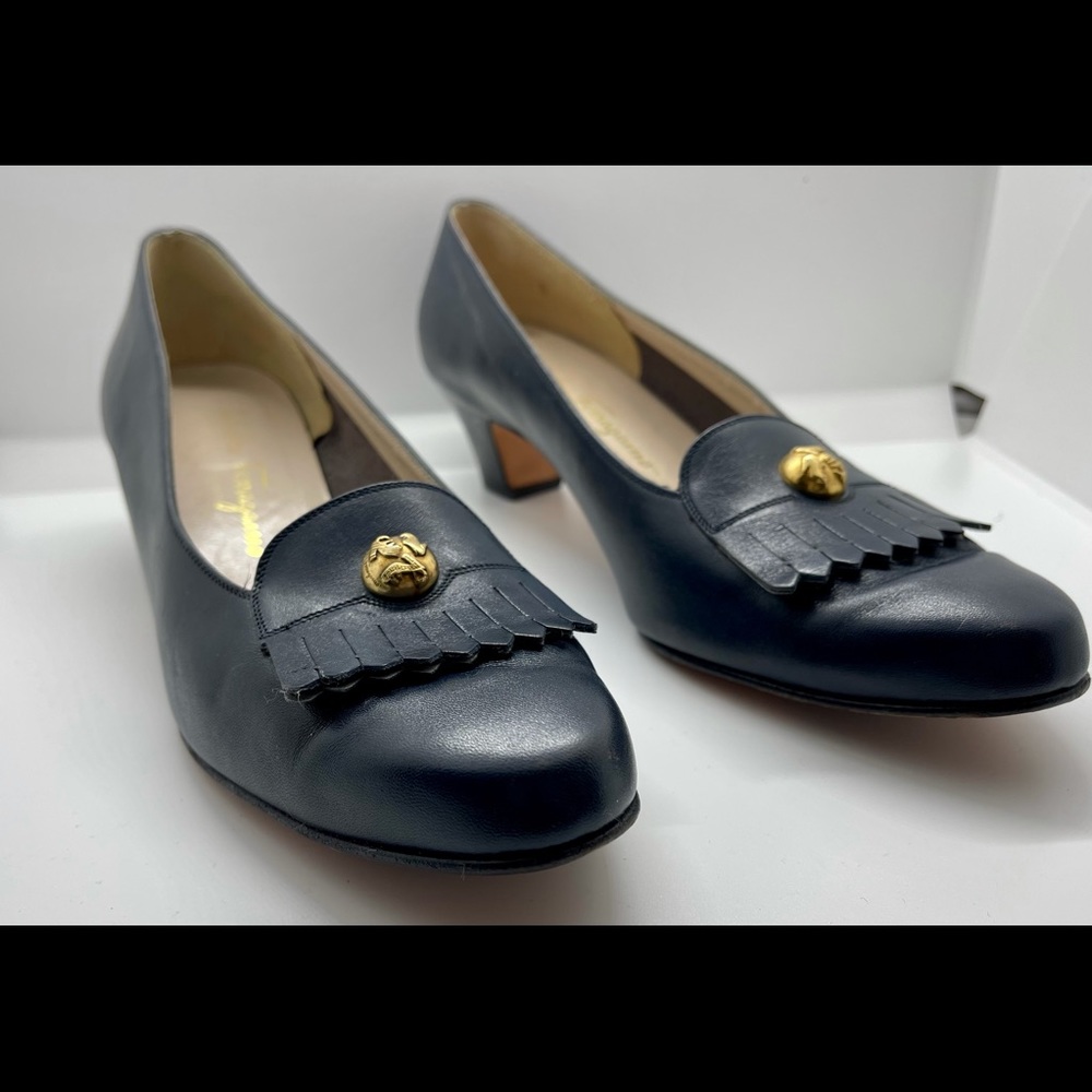 Salvatore Ferragamo fringed low heeled pump